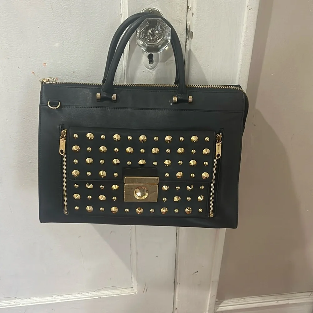 ⭐️Milly two-in-one Black Leather Studded Tote